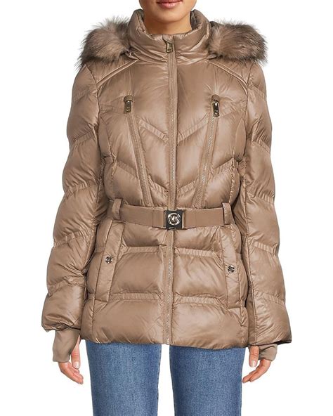 Michael Kors missy faux fur trim down jacket 